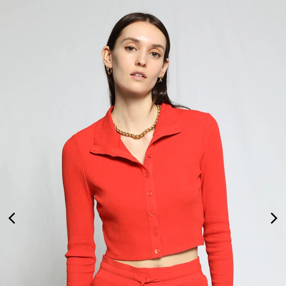 Elegant THE RANGE Brushed Alloy Ribbed Cropped Cotton Turtleneck Small NWT